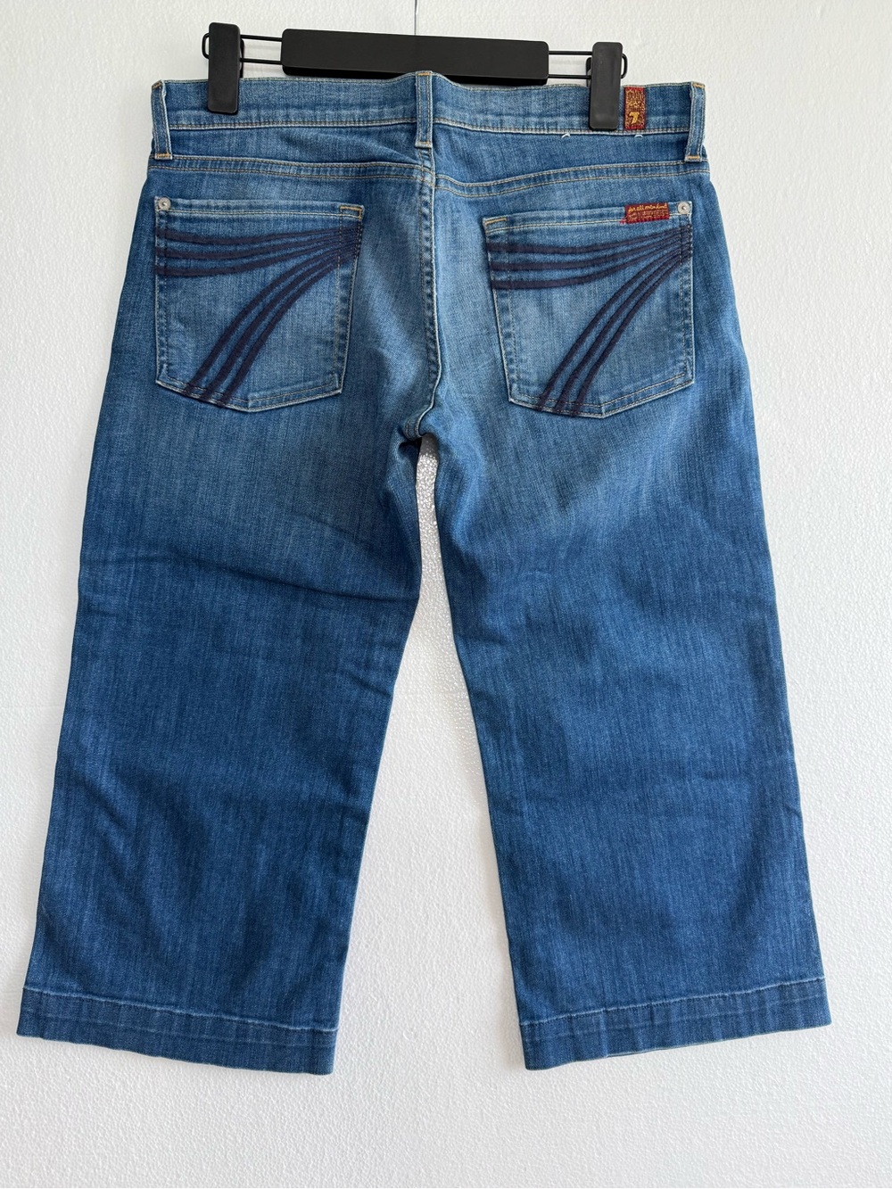 7 For All Mankind Dojo Crop Jeans Wide Leg Mid Rise Blue Size 32 USA